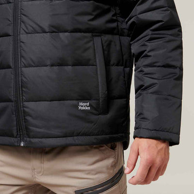 Hard Yakka Puffa 2.0 Insulated Jacket | Men's Black Puffa Jacket