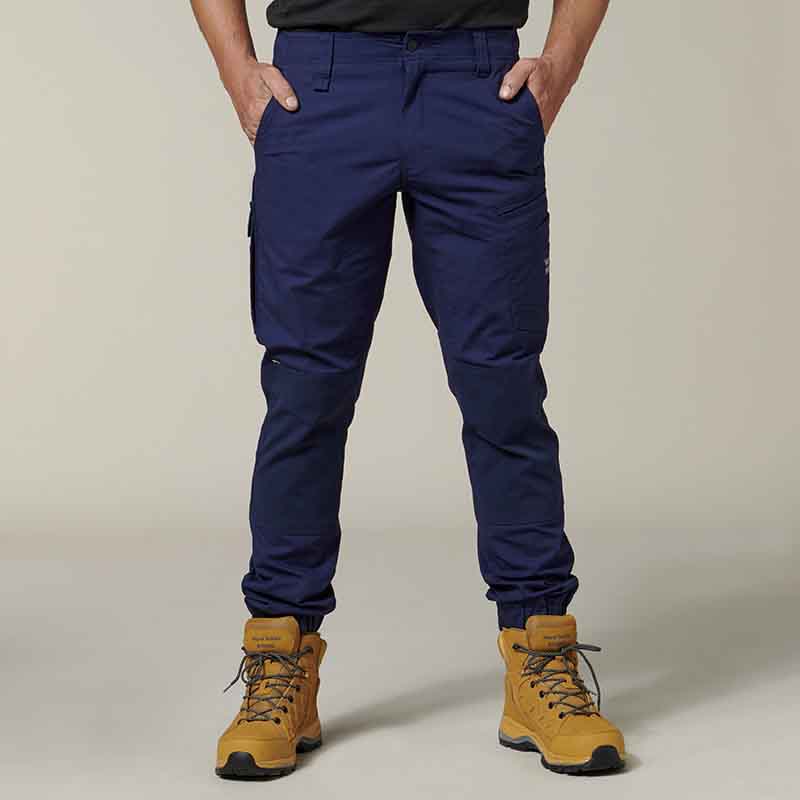 Hard Yakka Men's Raptor Active Cuffed Work Trousers in Navy | Men's Navy Work Trousers