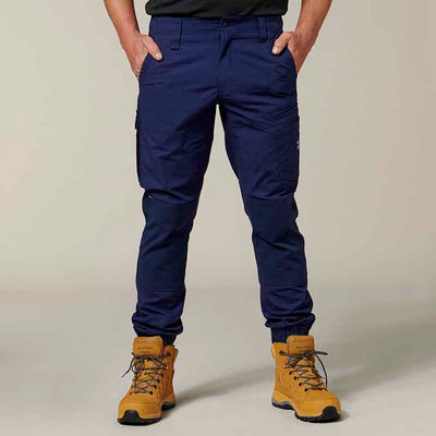 Hard Yakka Men's Raptor Active Cuffed Work Trousers in Navy | Men's Navy Work Trousers
