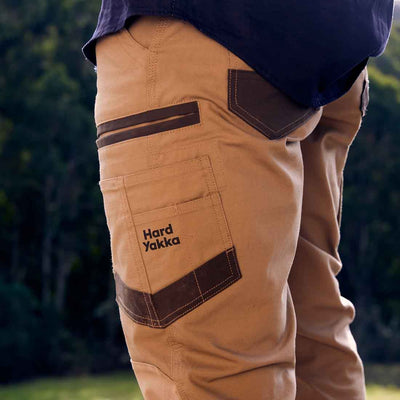 Hard Yakka Men's Raptor Active Cuffed Work Trousers in Desert | Men's Beige Work Trousers