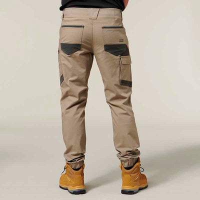 Hard Yakka Men's Raptor Active Cuffed Work Trousers in Desert | Men's Beige Work Trousers