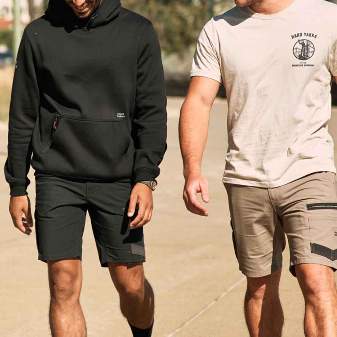 Hard Yakka Men's Raptor Active Cargo Shorts in Black | Men's Black Work Shorts