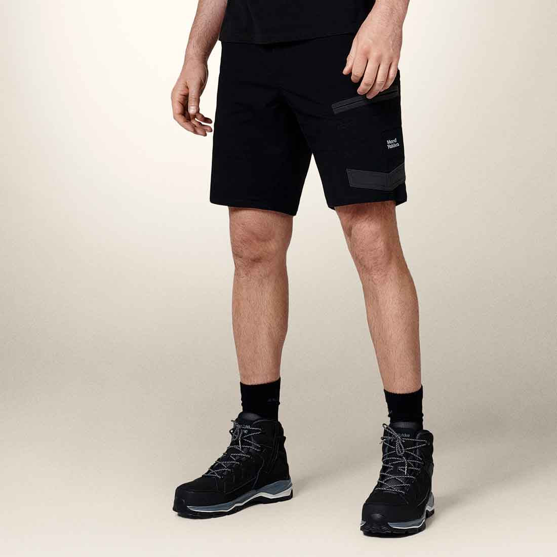 Hard Yakka Men's Raptor Active Cargo Shorts in Black | Men's Black Work Shorts