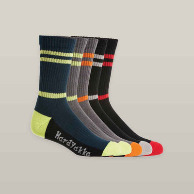 Hard Yakka Men's Cotton Crew Socks in Multicolour | Pack of Men's Socks