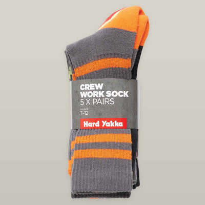 Hard Yakka Men's Cotton Crew Socks in Multicolour | Pack of Men's Socks