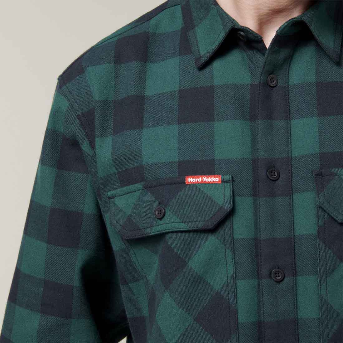 Hard Yakka Green Checked Flannel Shirt | Men's Checked Shirts