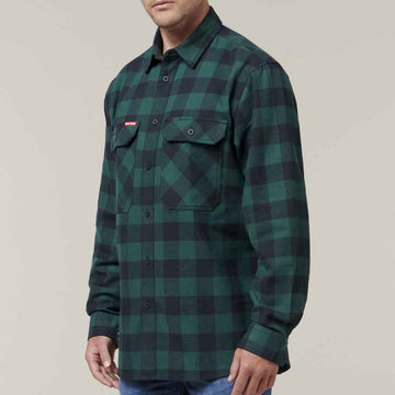 Hard Yakka Green Checked Flannel Shirt | Men&