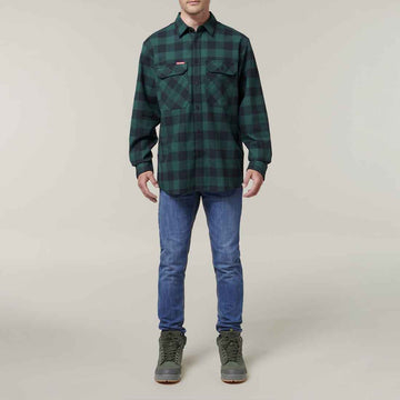 Hard Yakka Green Checked Flannel Shirt | Men&
