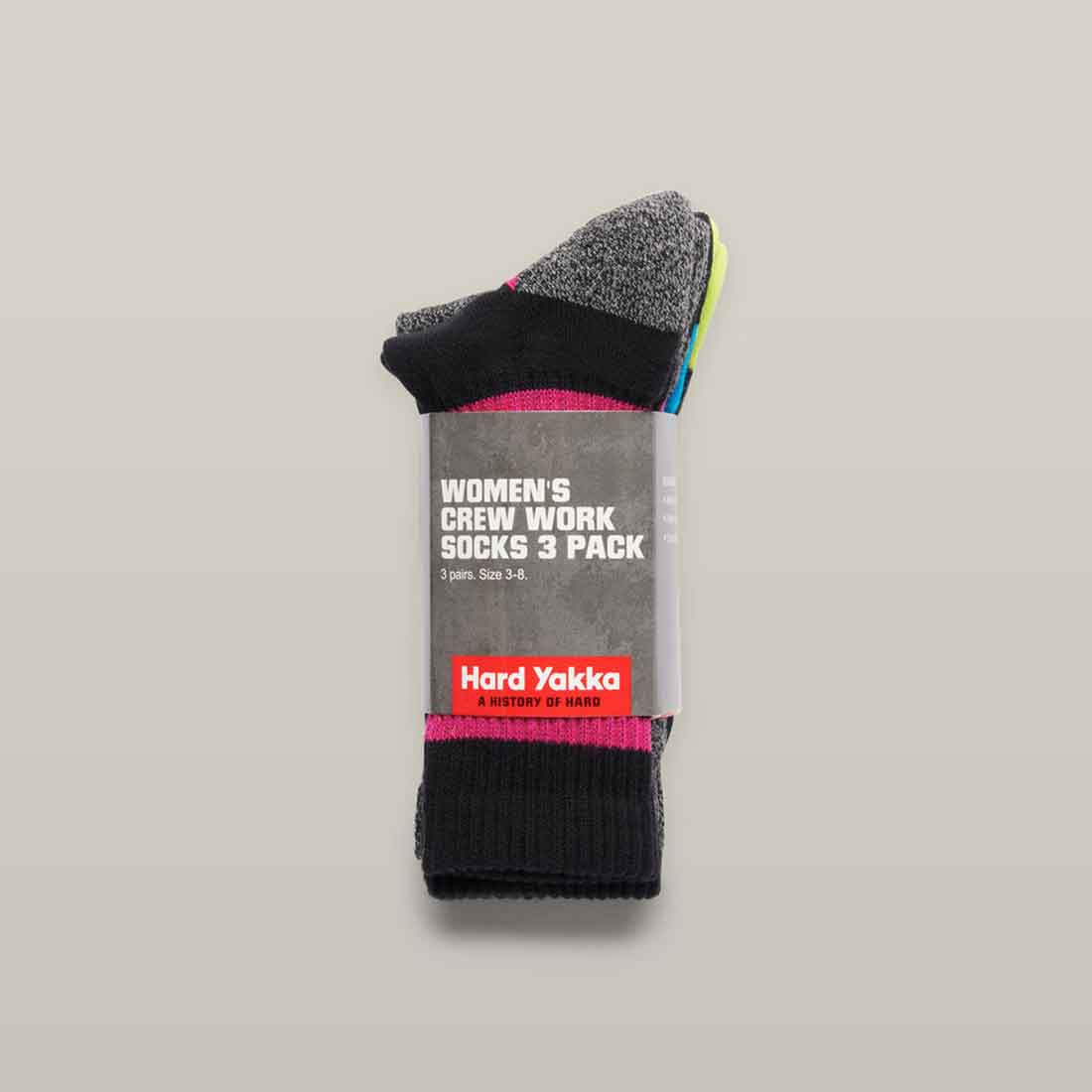 Hard Yakka Women's Cotton Crew Socks in Black | Pack of Women's Black Socks