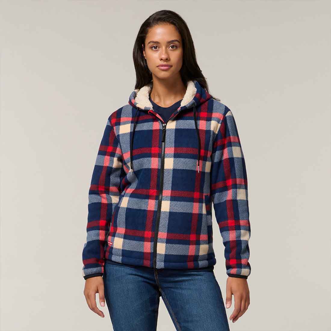 Hard Yakka Women's Check Zoodie in multicolour | Women's Checked Hoodie