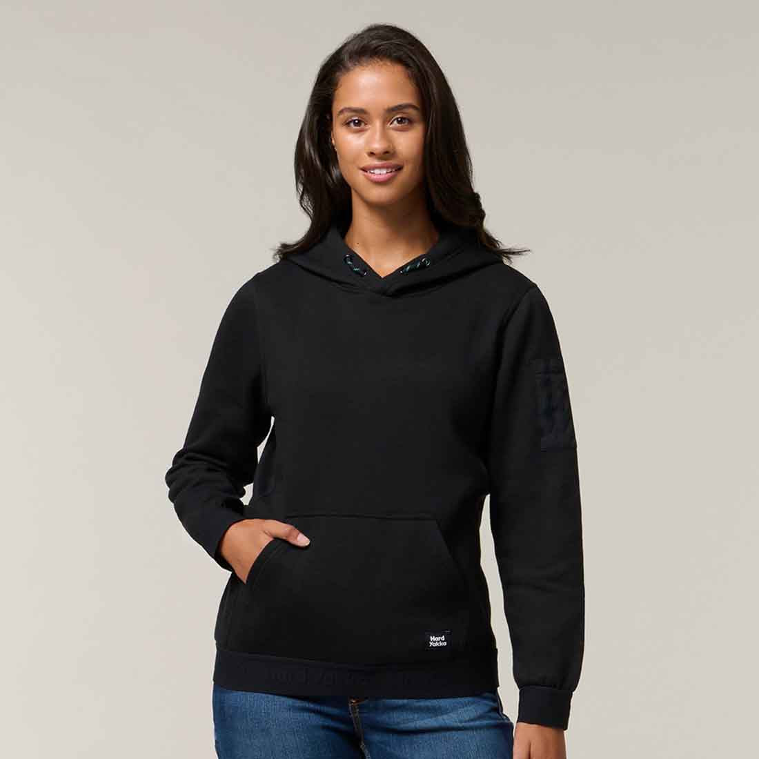 Hard Yakka Women's Gladiator Hoodie in Black | Women's Black Hoodies