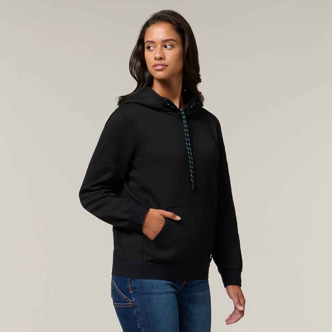 Hard Yakka Women's Gladiator Hoodie in Black | Women's Black Hoodies