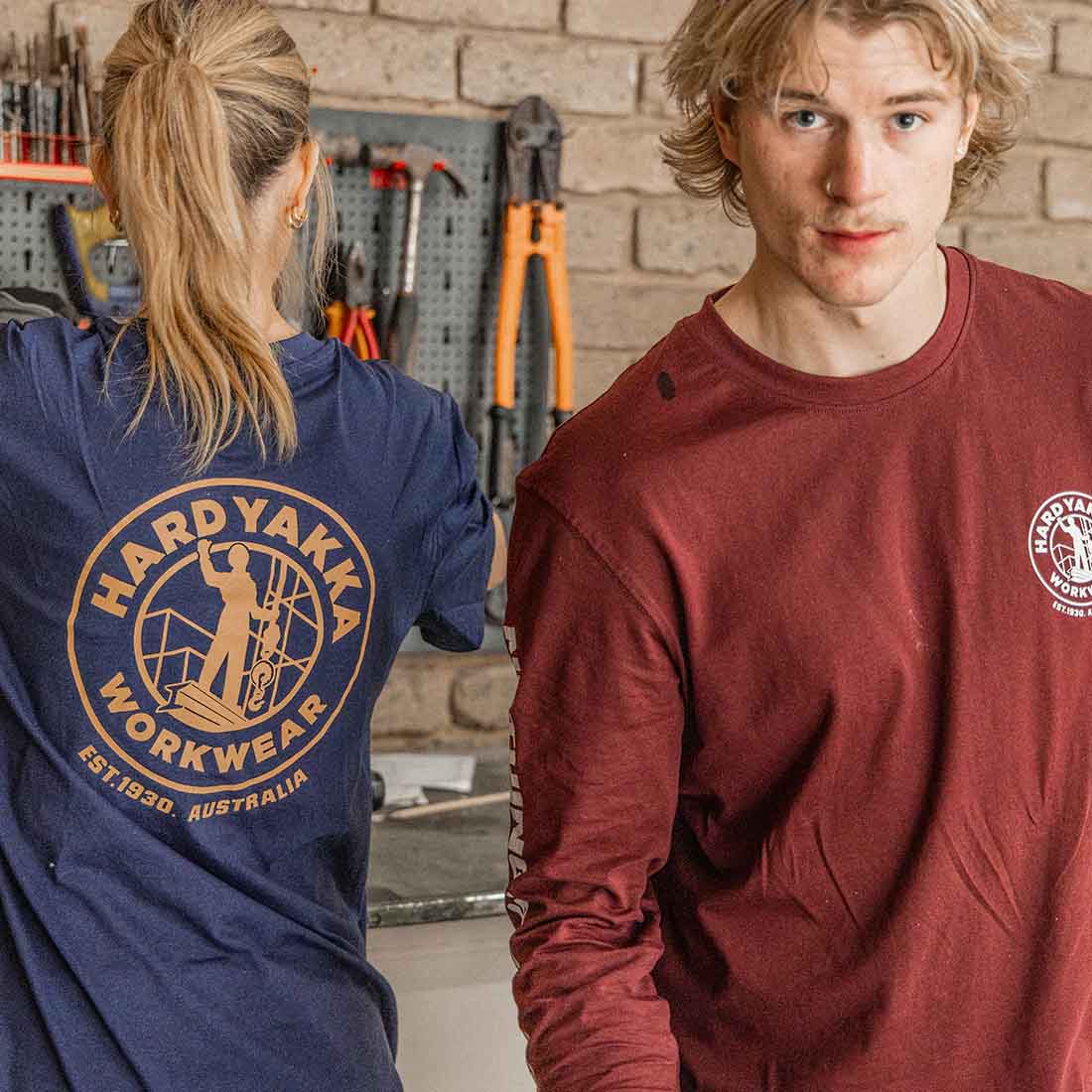 Hard Yakka Heritage Long Sleeve Navy T-Shirt | Men's Long Sleeve Tee