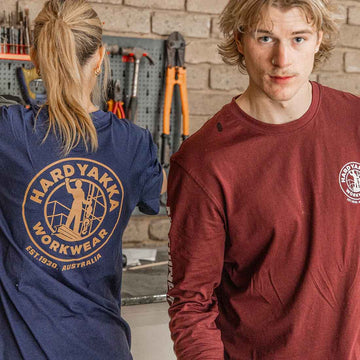 Hard Yakka Heritage Long Sleeve Navy T-Shirt | Men&