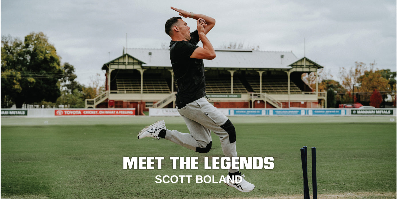 Scott Boland bowling on a cricket field